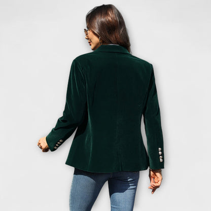 Velvet blazer with gold buttons