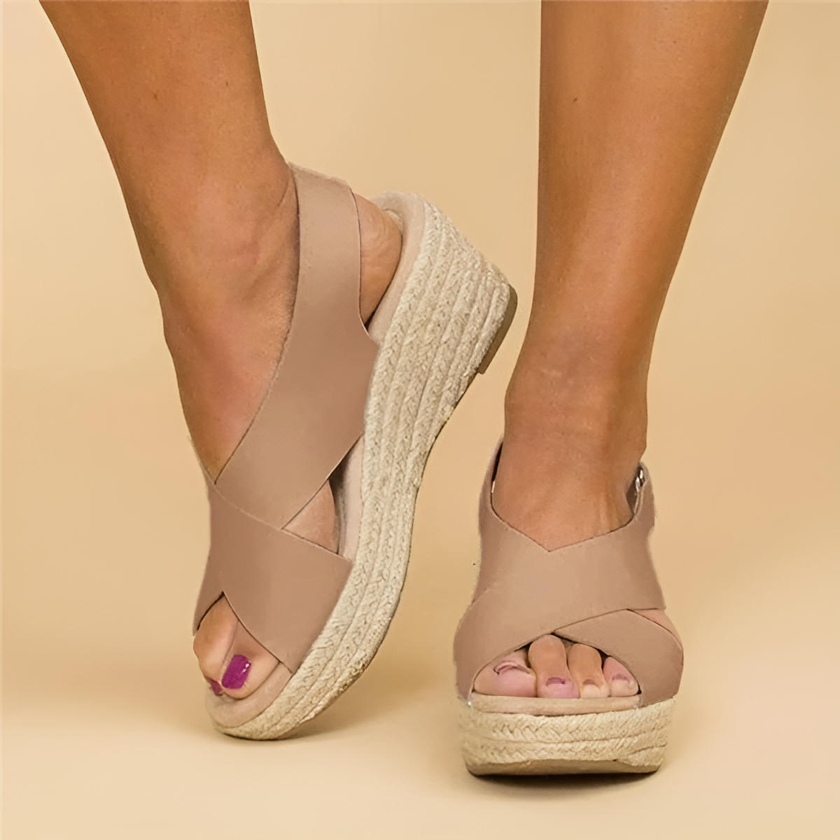 Iliana | Espadrilles für Damen mit Plateau und gekreuzten Riemen