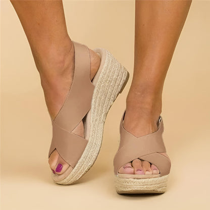 Iliana | Espadrilles für Damen mit Plateau und gekreuzten Riemen