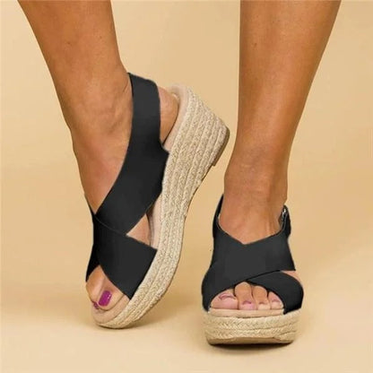 Iliana | Espadrilles für Damen mit Plateau und gekreuzten Riemen