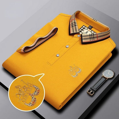 Jenaro | Casualowe polo męskie z kontrastowym kołnierzem w kratę | Eleganckie