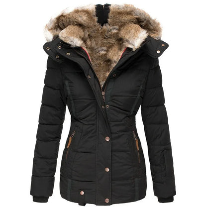 Lucía | Veste d'hiver femme avec capuche en fourrure