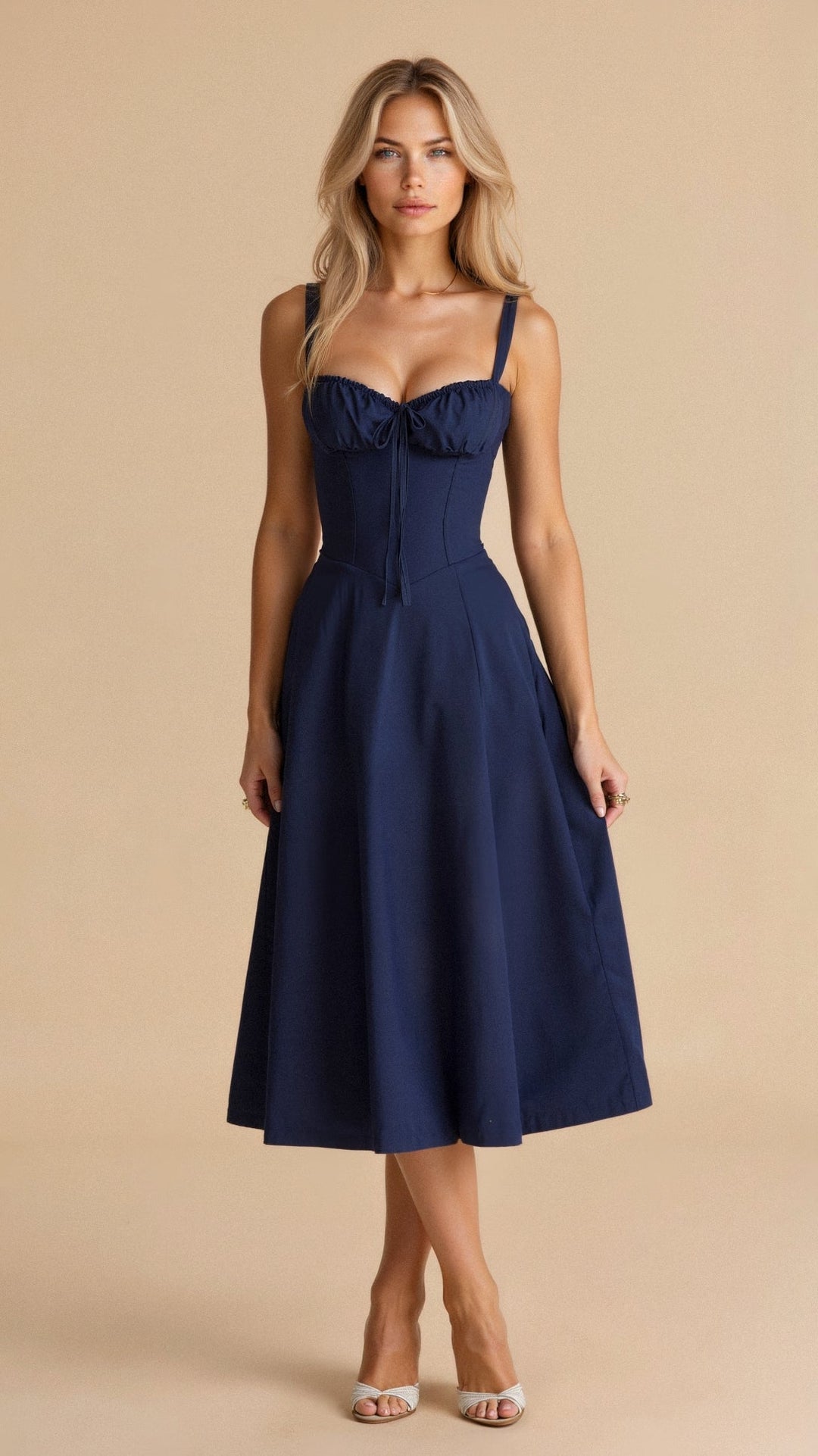 Modesta | Vestido midi con corsé y estampado floral para mujer estilo chic