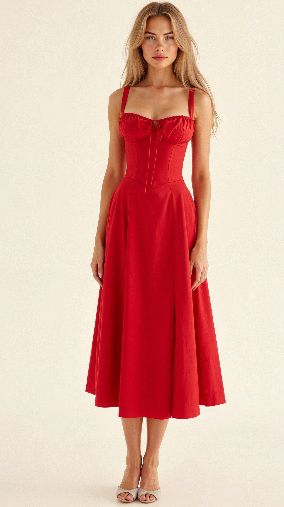 Modesta | Vestido midi con corsé y estampado floral para mujer estilo chic