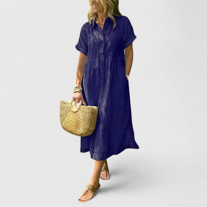 Cielo | Midikleid mit Knöpfen und geradem kurzem Ärmel  