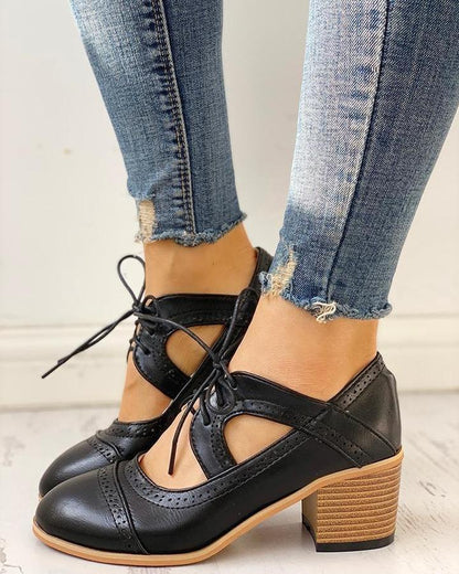 Beltrán | Zapatos de tacón con cordones estilo T para mujer