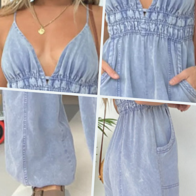 Delira | Jumpsuit für Damen mit V-Ausschnitt und dünnen Trägern  