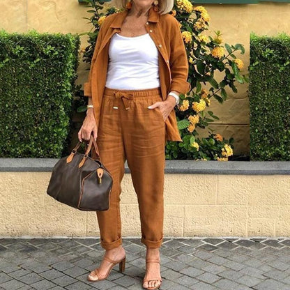 Mercedes| Women's two-piece set with shirt and drawstring pants