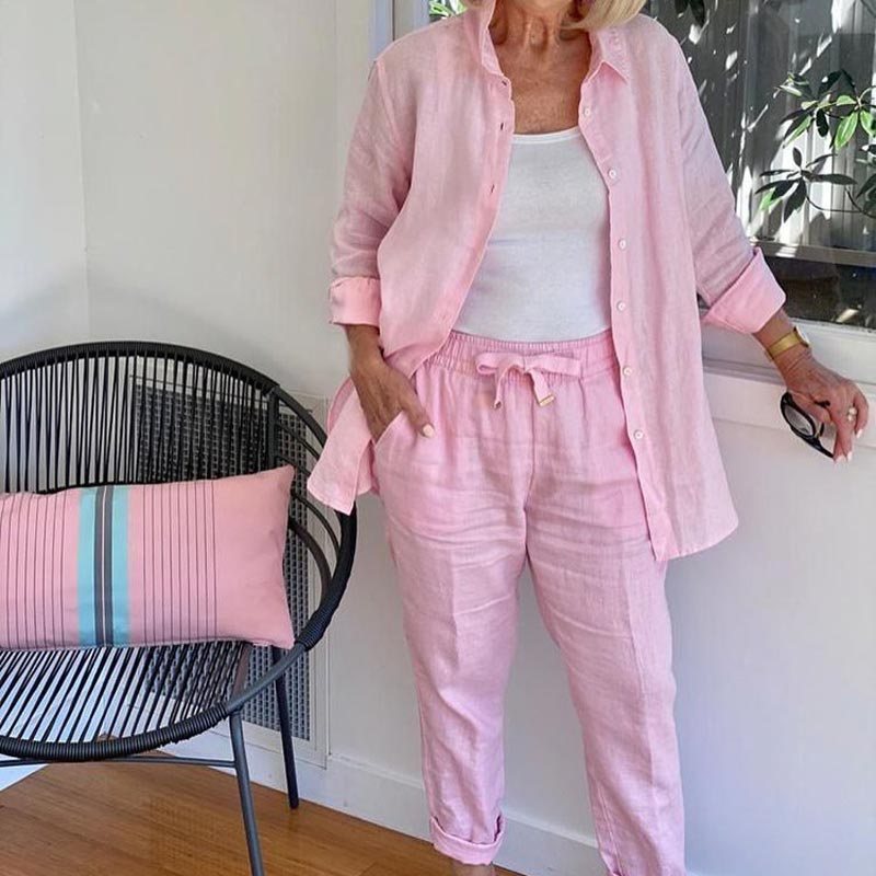 Mercedes| Women's two-piece set with shirt and drawstring pants