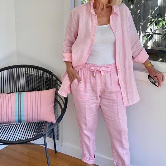Mercedes| Women's two-piece set with shirt and drawstring pants