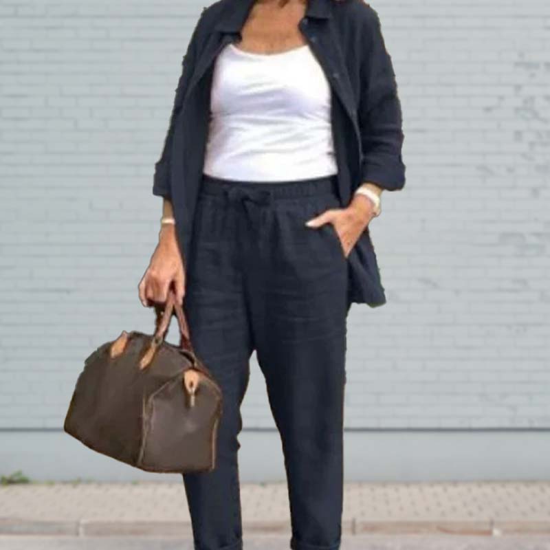 Mercedes| Women's two-piece set with shirt and drawstring pants