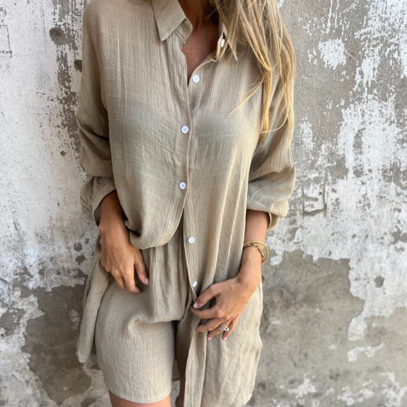 Lunara | Women's two-piece set with shirt and buttons