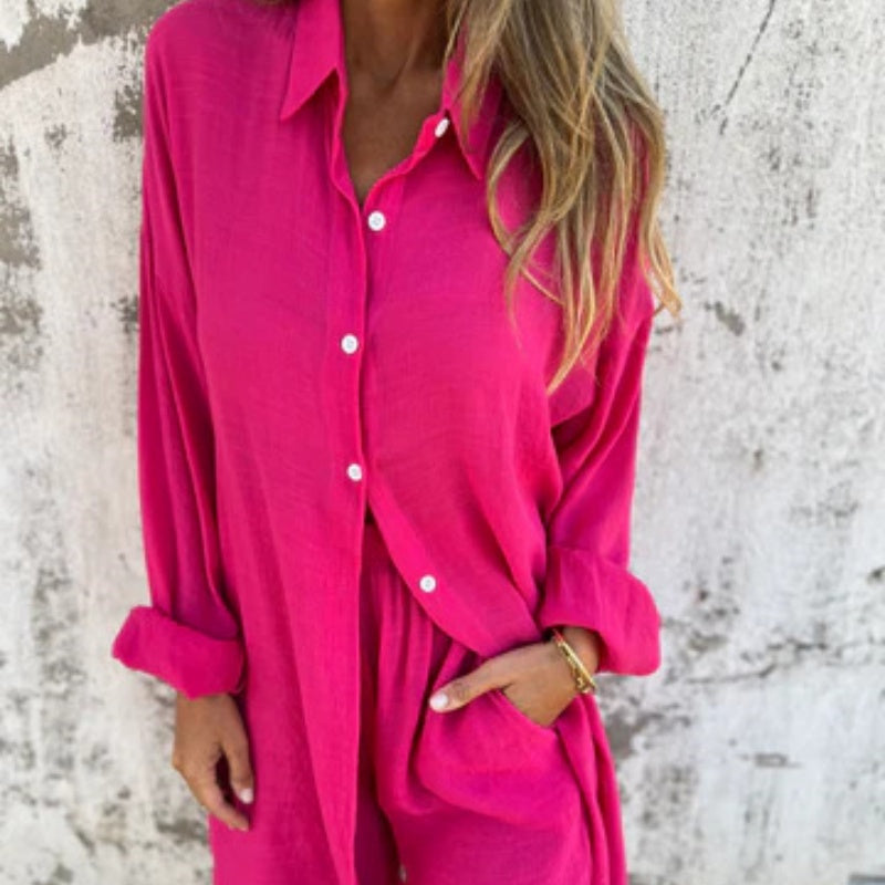 Lunara | Women's two-piece set with shirt and buttons