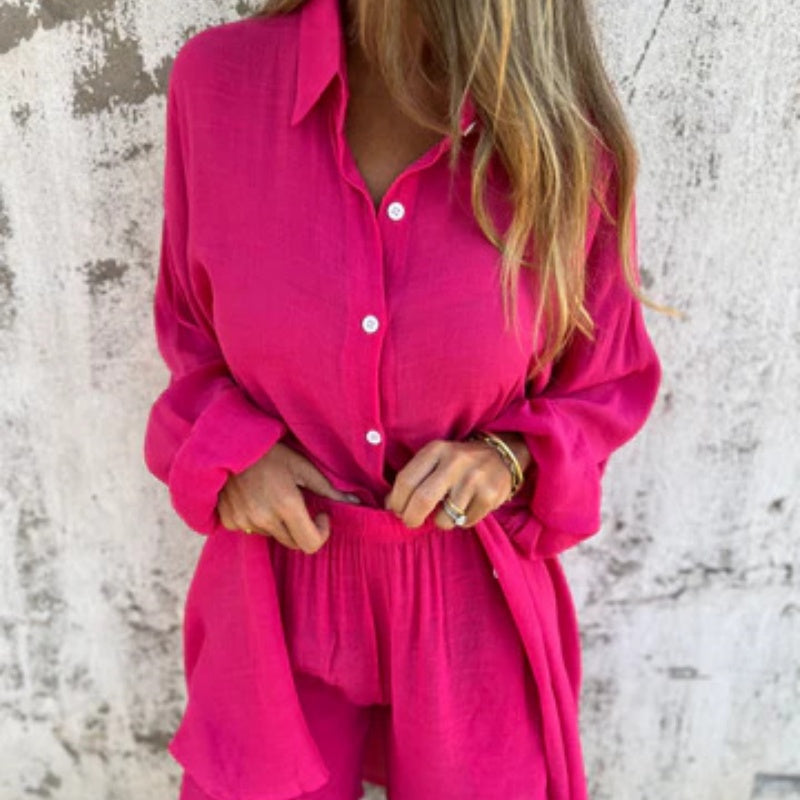 Lunara | Women's two-piece set with shirt and buttons