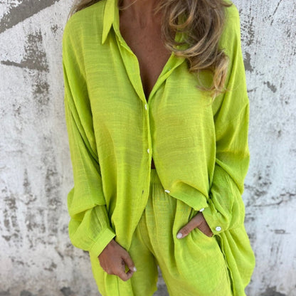 Lunara | Women's two-piece set with shirt and buttons