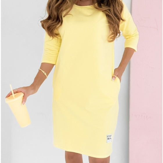 Eliana | Minikleid für Damen mit Dreiviertelärmeln im Sweatshirt-Stil  