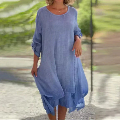 Mariela | Midikleid für Damen mit Lagen und Dreiviertelärmeln  