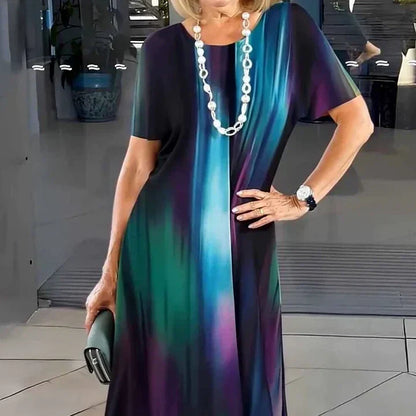 Elmara | Midikleid für Damen mit Print und kurzen Ärmeln  