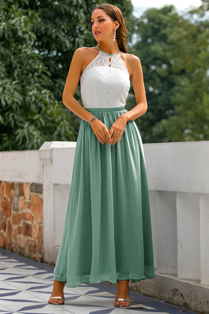 Alejandra | Maxikleid für Damen als Hochzeitsgast mit Neckholder-Ausschnitt  