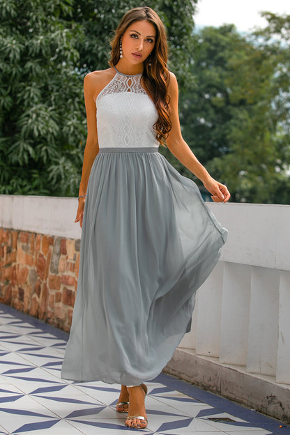 Alejandra | Maxikleid für Damen als Hochzeitsgast mit Neckholder-Ausschnitt  