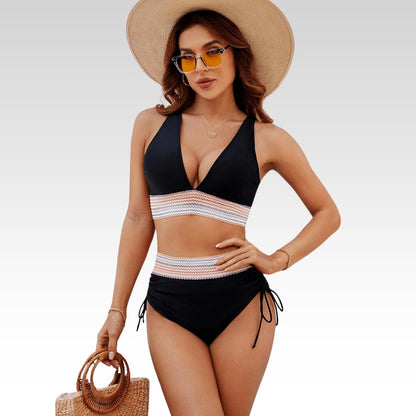 Perle | Bikini deux pièces à décolleté en V et taille haute