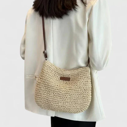 Leyley | Bandolertasche aus Rafia mit langem Riemen  