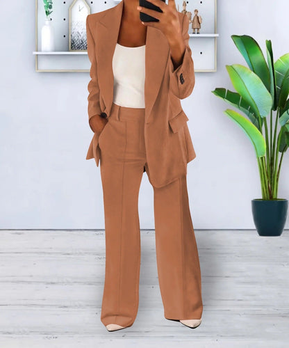 Clarimara | Damenoutfit mit einem Knopf und weiten Hosen | Strukturiert