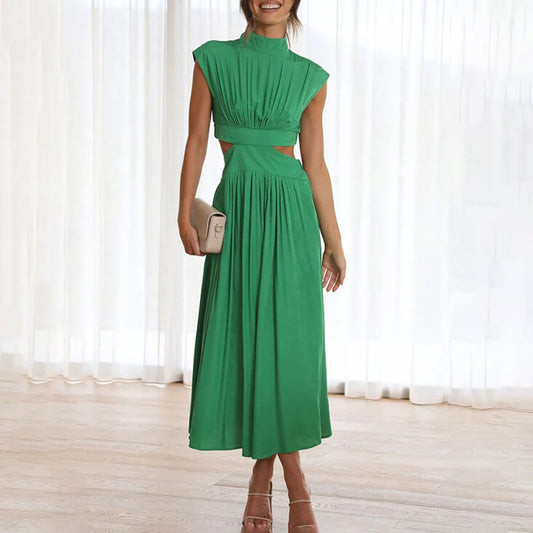 Raquel | Vestido midi con cintura recortada y frunces