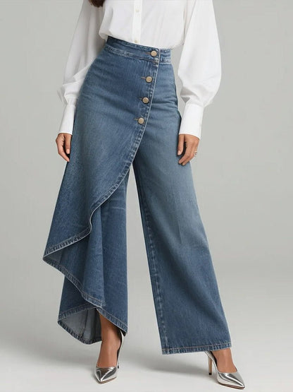 Carmela | Jeans amplios de tiro alto y botones frontales