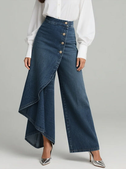 Carmela | Jeans amplios de tiro alto y botones frontales