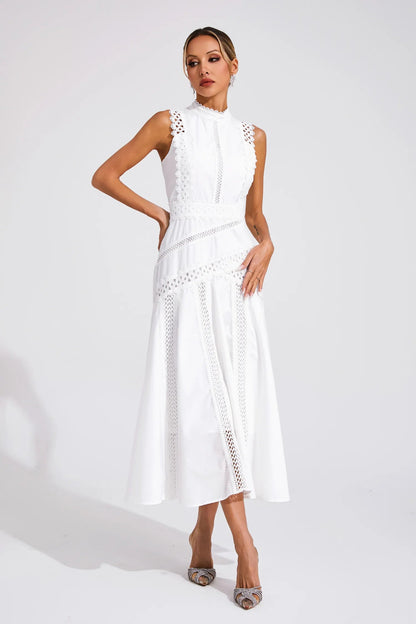 Petra | Women's sleeveless midi dress with lace, wedding style