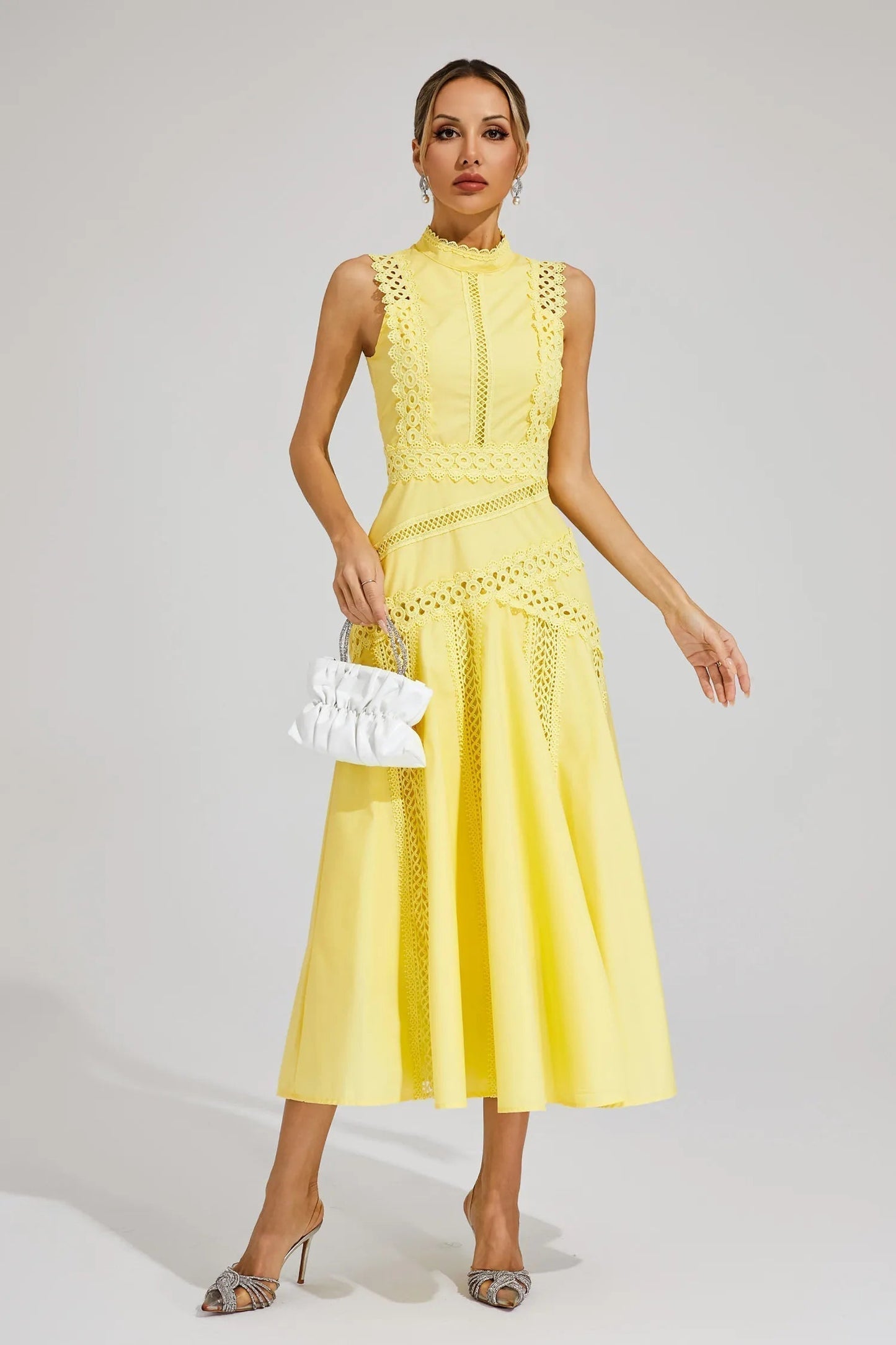 Petra | Women's sleeveless midi dress with lace, wedding style