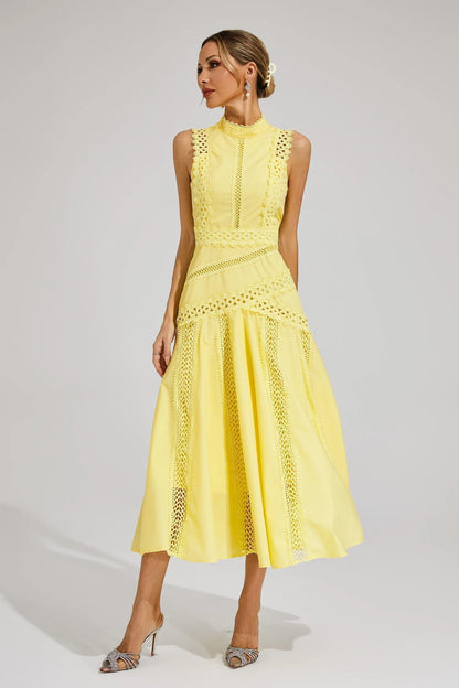 Petra | Women's sleeveless midi dress with lace, wedding style
