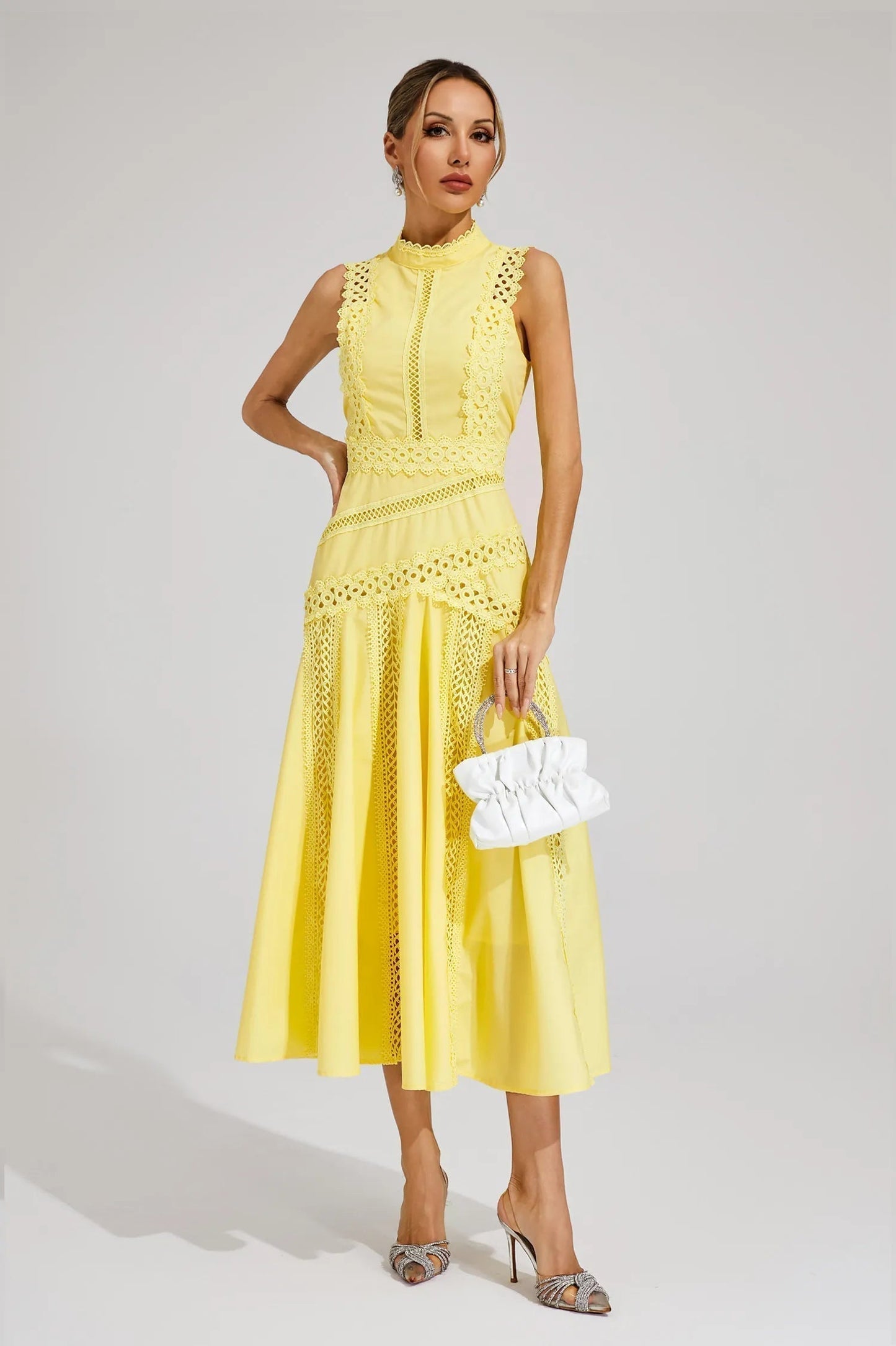 Petra | Women's sleeveless midi dress with lace, wedding style