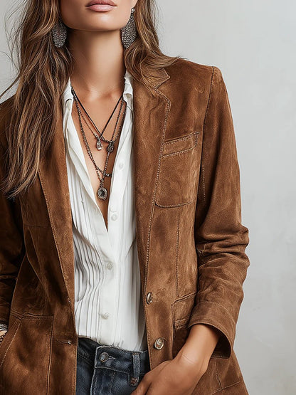 Verónica | Blazer de ante sintético para mujer y corte entallado