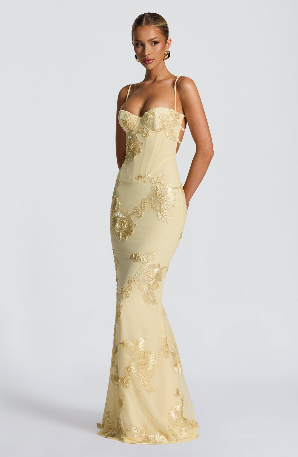 Elora | Women's maxi dress with embroidered flowers in wedding style