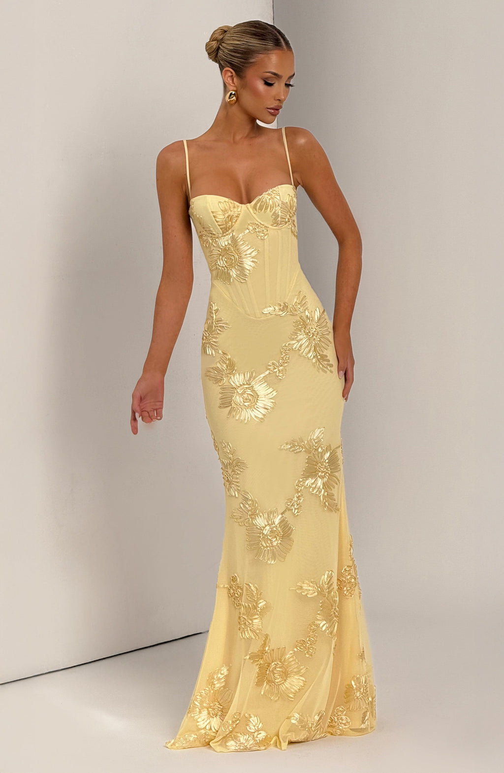 Elora | Women's maxi dress with embroidered flowers in wedding style