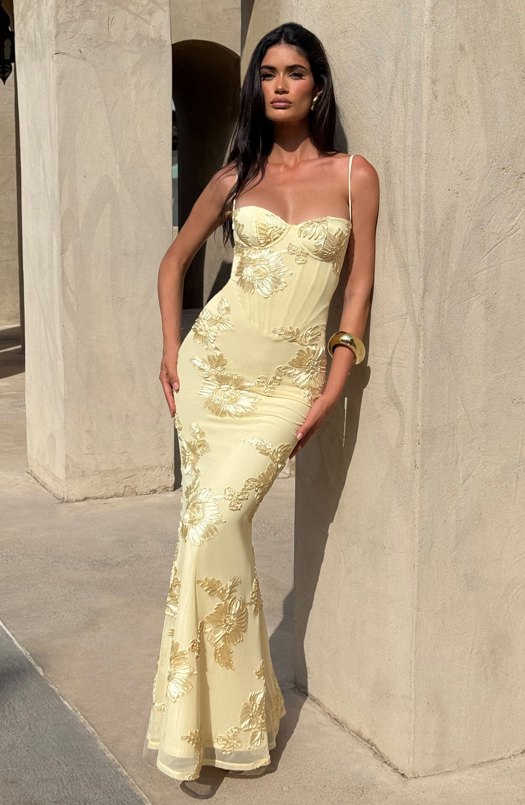 Elora | Women's maxi dress with embroidered flowers in wedding style