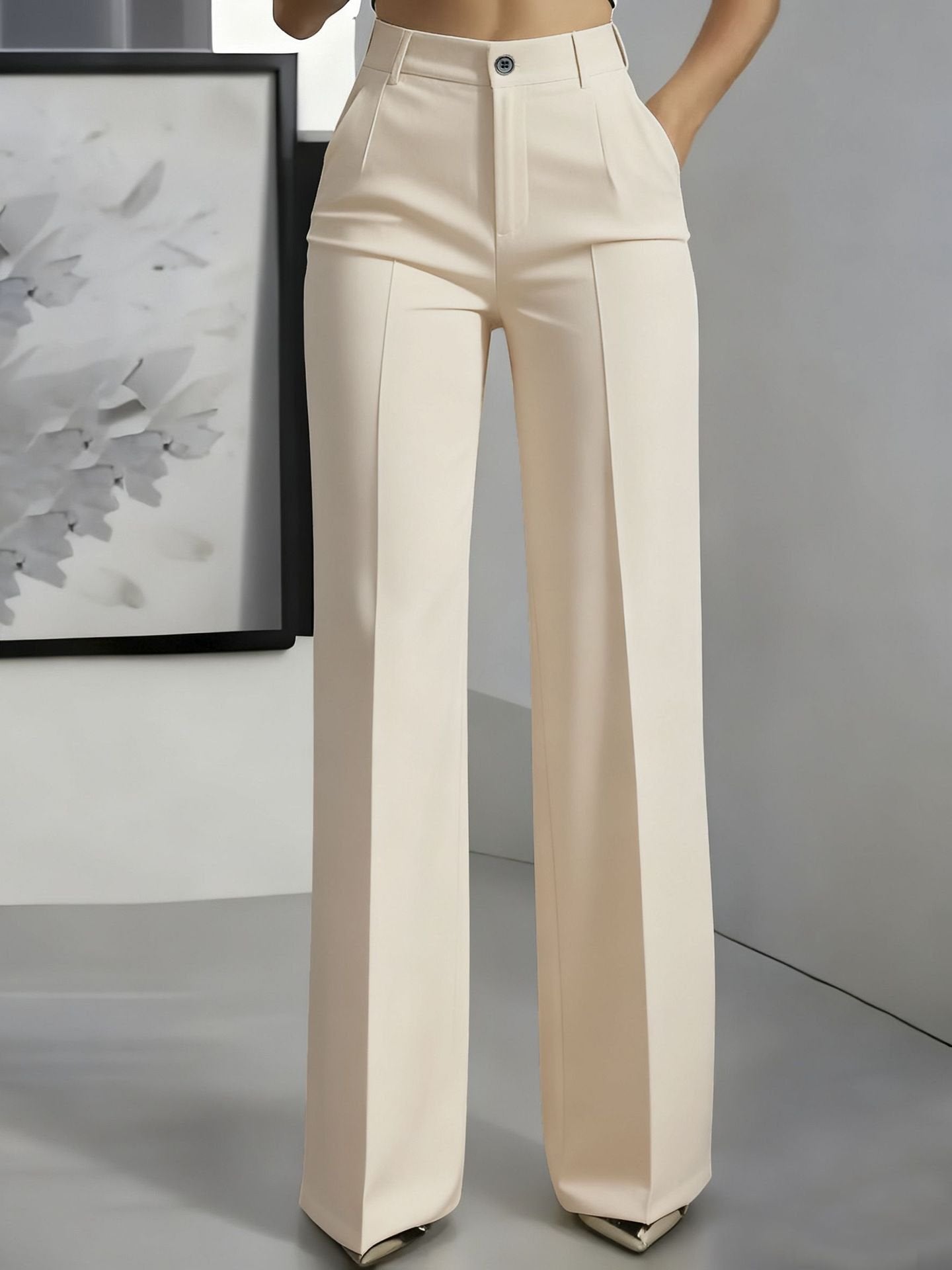 Paulina | Pantalón para mujer de tiro alto y pierna ancha