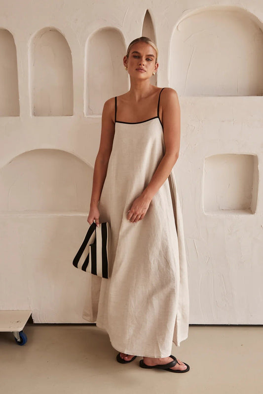 Hortensia | Women's long linen dress with straps