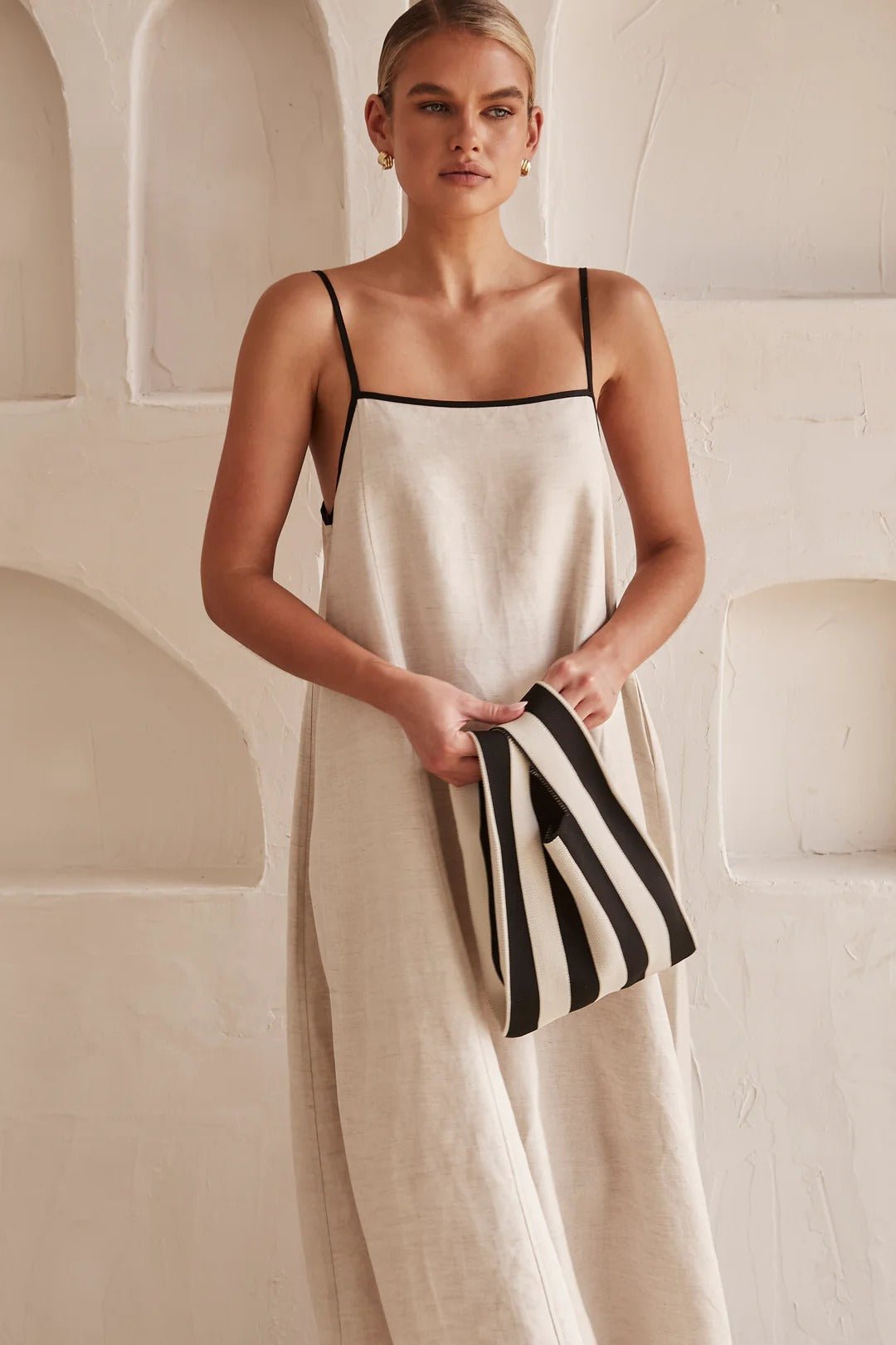 Hortensia | Langes Leinenkleid für Damen mit Trägern  